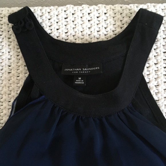 JONATHAN SAUNDERS EASY FLOW NAVY TO GRAY HAULTER BLOUSE, SIZE MEDIUM (15) - Picture 3 of 4